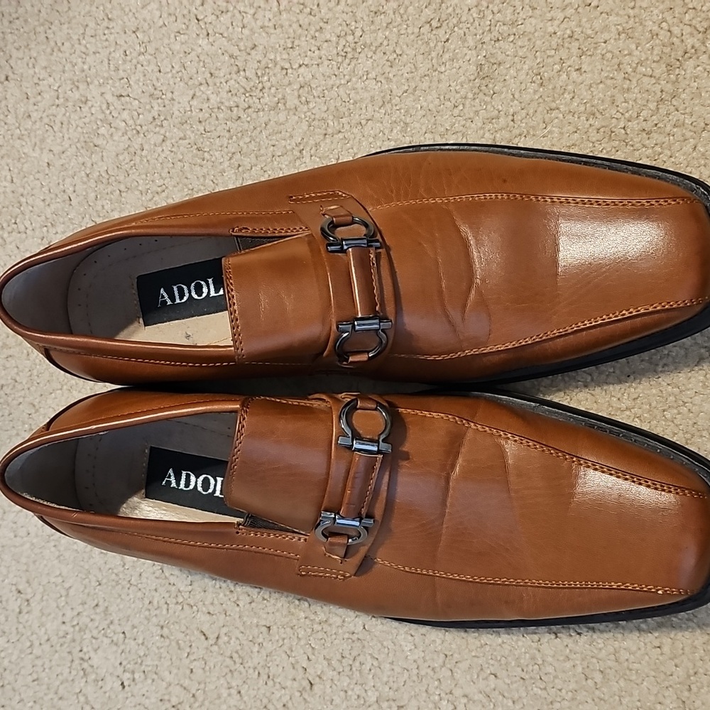 Adolfo Men's Tan Leather Slip-On Loafers